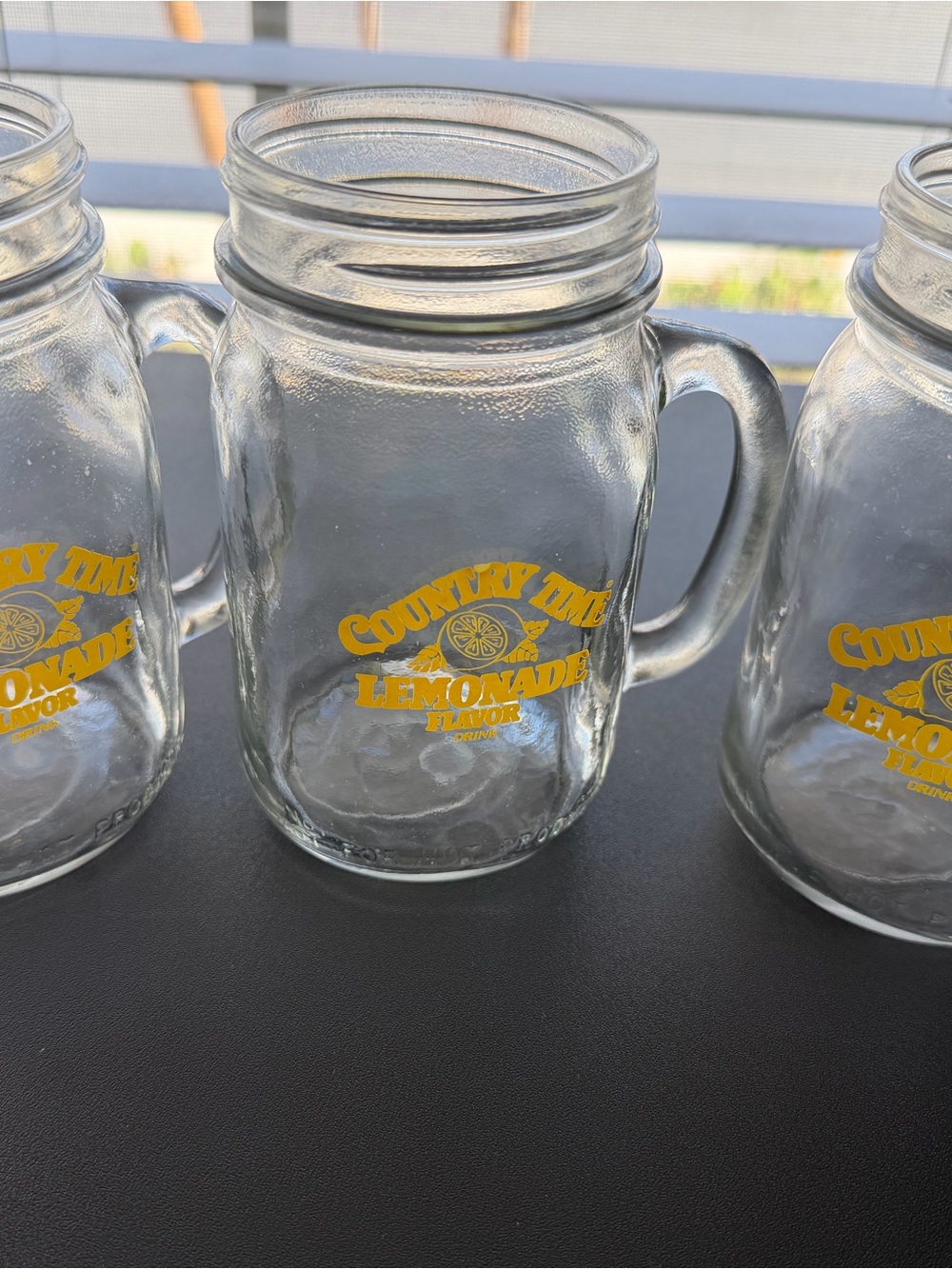 Country Time Lemonade Glass Jar Mug - set of 3
